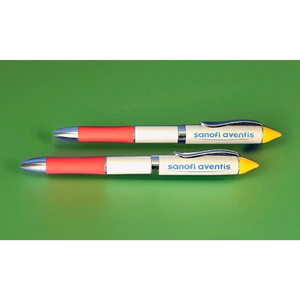 2 Drug Rep Heavy Metal Premium Sanofi Aventis Collectible Pharmaceutical Ink Pen